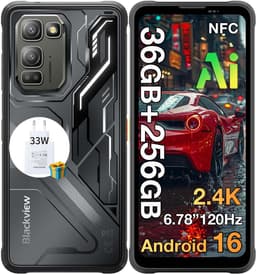 Blackview FORT 5 Robuuste Smartphone - 36GB RAM+256GB ROM - 5000 mAh Met 33W-adapter - 6,78 inch 120Hz - Android 16 - Dual SIM 4G - 108MP+50MP AI-Camera - Nachtzicht - IP68/IP69K Outdoor Telefoon - NFC GPS OTG FM - Zwart — thumbnail 1