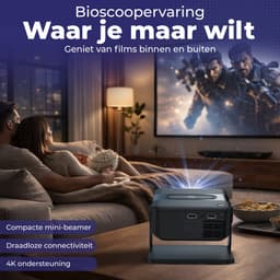 Miroza® Pro Mini Beamer Zwart - 4K Ultra HD Projector - Draagbare Beamer met Wifi 6 & Bluetooth 5.2 - Android 14 & IOS - YouTube, Netflix & Disney - Ingebouwde Speakers & 3 meter stekkersnoer — thumbnail 5
