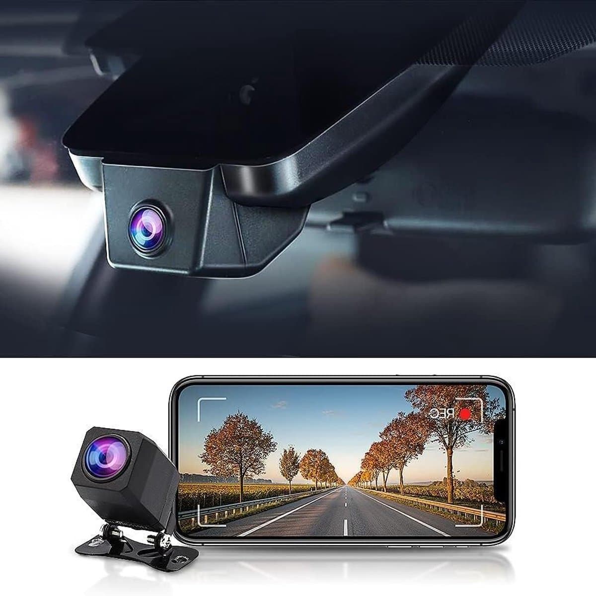 Dashcam - Autocamera Recorder - Veilig Rijden - OEM Geïntegreerde Stijl - 4K + 1080P - Zwart — afbeelding 1