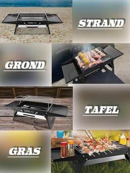 opvouwbare draagbare houtskoolgrill, compacte buitenbarbecue, ideaal voor kamperen, picknicks, tuinfeesten en strandfeesten, zwart, max. 51 x 35 cm — thumbnail 5