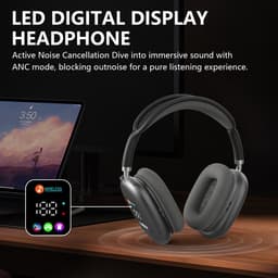 ANC-hoofdtelefoon met actieve ruisonderdrukking – draadloze hoofdtelefoon met Bluetooth 5.4 – voorzien van een digitaal LED-display – TF-kaartsleuf en opvouwbaar ontwerp – comfortabel om 24 uur per dag te dragen – geschikt voor op reis en op het werk — thumbnail 4