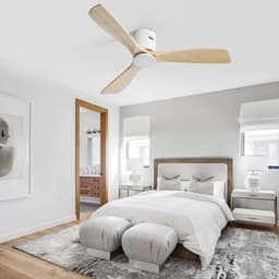 Re-purelife® grote plafondventilator met licht voor woonkamer, eetkamer of ruime slaapkamer | ventilator met Metal & Wood | afstandsbediening, 6 snelheden en winterstand | 18W LED | rustige moderne uitstraling wit 132 × 132 × 24 cm — thumbnail 1