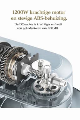 Sello! keukenmachine - krachtige stille motor – deeg kneden – mixer – kloppen – 6 snelheden – 1200 watt – 6 liter – grijs — thumbnail 3