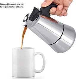 Draagbare RVS Koffiepot Moka Espresso Maker Mocha Pot Ideaal voor Thuis Kamperen & Reizen (100ml) — thumbnail 3