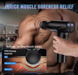 Cotsoco Massageapparaat Deep Tissue - Spiermassageapparaat met 9 Opzetstukken, 20 Snelheden & Stille Brushless Motor - Handheld Percussie Massager voor Rug, Nek & Spierherstel - Zwart — thumbnail 4