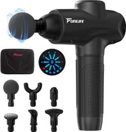 FunLife M6 Massagepistool Zwart - Massage Gun 3200 rpm - 6 Snelheden - 6 Massagekoppen - USB-C Oplaadbaar - Draadloos voor Nek, Rug en Benen — thumbnail 1