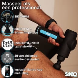 Sanbo Massage Gun Professioneel Gen 4 - Met 8 Opzetstukken - Massage Apparaat - Massageapparaat Massagegun - Massage Pistool - Zwart — thumbnail 2