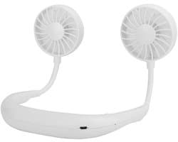 Allecto - Draagbare nekventilator - Handsfree ventilator - Lange batterijduur - Wit - Persoonlijke ventilator - Ideaal voor thuis en onderweg