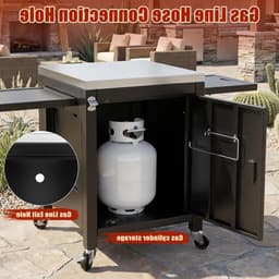 Outdoor Keuken Trolley met 2 Vouwbare Zijkanten, Draagbare Grillwagen voor Pizza Ovens en BBQ's, Ideaal voor Buiten koken en Tuinfeesten — thumbnail 4