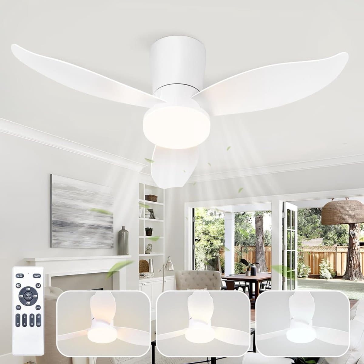 Stille Plafondventilator Met Verlichting - Plafondventilator Met Lamp - 95 Cm - 34W LED - Afstandsbediening - 6 Snelheden - Dimbaar - Timer - DC-Motor - 3 Bladen - Slaapkamer Ventilator - Woonkamer Ventilator — afbeelding 1
