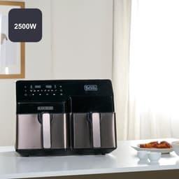 Dubbele Heteluchtfriteuse - Airfryer Twee Manden - Gezond Koken - Double Cooking Technologie - 9L Totale Capaciteit - Zwart — thumbnail 4