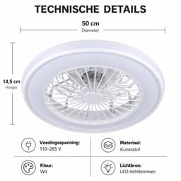 Jensaro Plafondventilator met Verlichting RGB – 60W – Met Afstandsbediening & App – 6 Snelheden – Stil – Bluetooth – Dimbaar — thumbnail 4