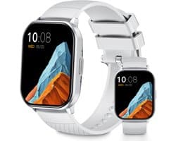 Smartwatch - Belfunctie - Sporthorloge voor dames - Waterdicht voor dagelijks gebruik - Met bloedzuurstofmeting, hartslagmeting, slaapkwaliteitsmonitoring, stappenteller en muziekbediening - Compatibel met Android- en iOS-systemen - Zilver