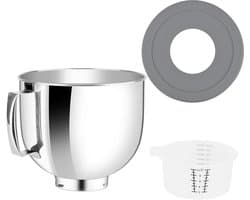 Mengkom met Deksel - Mixer Kom - Bakken en Mixen - Food Grade Roestvrij Staal - 5 Quarts - Zilver