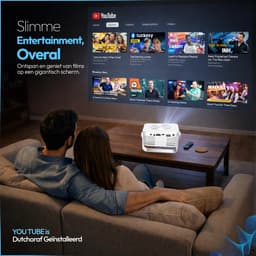 Setano Mini Beamer – WiFi & Bluetooth – Incl. Afstandsbediening – Ideaal voor WK 2026 – 4K Support – Beamer – Voor iOS & Android – Draagbaar & Compact – Thuisbioscoop – Wit — thumbnail 2