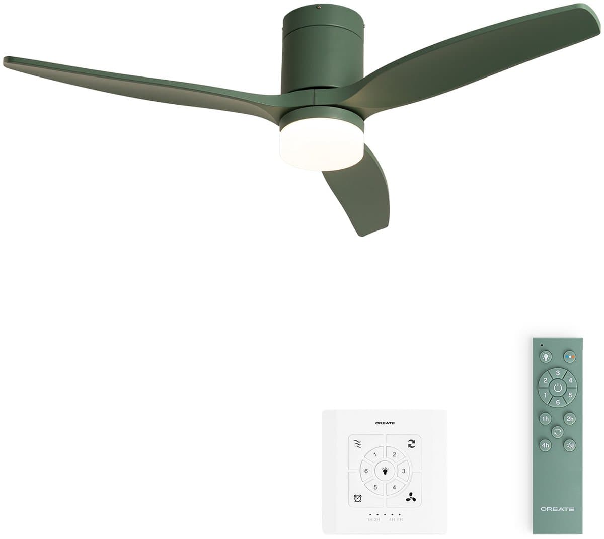 CREATE - Stille 40W plafondventilator met technische ABS bladen in verschillende maten - S - Met licht - Controller voor wandmontage - WIND CALM — afbeelding 1