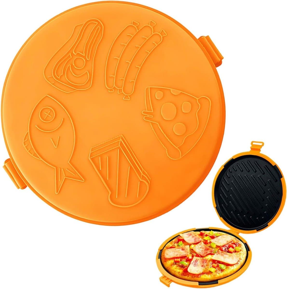 Magnetron Kookplaat - Sandwich Schotel - Snel Opwarmen - Geuren Voorkomen - 25 cm - Oranje — afbeelding 1