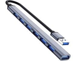 USB Hub - Poorten Uitbreider - Apparaten Koppelen - 7 Gelijktijdige Poorten - 5 Gbps Snelheid - Zilver