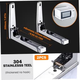 Wandhouder voor microgolfovenrek, 2 stuks, verstelbaar, opvouwbaar, gepolijst, roestvrij staal, sterke belasting, universele antislip houder voor magnetron, voor thuiskeuken — thumbnail 4