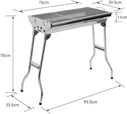 Opvouwbare Houtskool BBQ met Deksel - Draagbare RVS Barbecue voor Buiten — thumbnail 3
