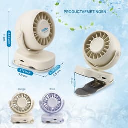 longziming -Draagbare Mini Ventilator - Clip Fan - Tafelventilator - 360 Grad Rotatie - Drie Snelheden - ABS Kunststof - Fluisterstil - Veelzijdig Gebruik - 1 Stuk — thumbnail 5