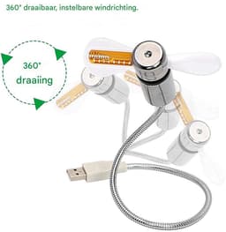 longziming -USB Ventilator - USB Bureaurentilator - Mini Tafelventilator - Geïntegreerde LED Klok - 360° Flexibele Hals - Siliconen Bladen En Metaal - Geruisloos Veilig Design - Ideaal Voor Kantoor En Slaapkamer - 1 Stuk — thumbnail 5