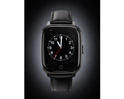 WatchToCare Classic - GPS Tracker - GPS Horloge Ouderen - Alarm Horloge - SOS Horloge - Valdetectie - Alzheimer - Dementie - Alarmknop - Garantie 1 jr - Noodknop - Lebara Sim met €5 tegoed - Géén abonnement nodig - Horloge Band Zwart Leer