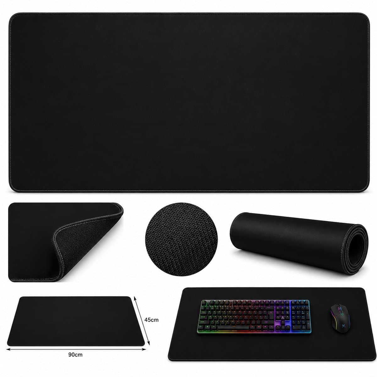 Muismat - Bureau onderlegger - Gaming Mousepad XXL - Game Muismat - Onderlegger - Grote Muismat - Anti Slip muismat - Desktop Mat - Zwart - 90 x 40 CM - — afbeelding 1