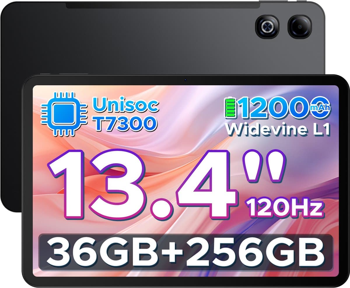 DOOGEE U13 Pro - Tablet - 36GB RAM (6+30GB) + 256GB ROM (2TB/TF) - 11000mAh/18W - 13,4 Inch FHD+ 120Hz IPS - Android 16 - T7300 - Dubbele luidsprekers - Wi-Fi 5 - Face ID - Bluetooth 5.4 — afbeelding 1