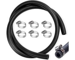 Brandstofslangenset, 1 meter Ø 8mm brandstofslang, met 6 slangklemmen. Brandstofslang/benzineslang voor auto's, motorfietsen, tractoren en kleine motoren.