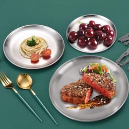 Ronde RVS Borden voor Kamperen en Feestjes, Duurzame Borden in Diverse Maten (14/17/20 cm) voor Picknick en Keuken — thumbnail 2