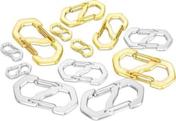 Set van 12 zilverkleurige kettingsluitingen van roestvrij staal met mini-karabijnhaken, ideaal voor het eenvoudig bevestigen van armbanden en sieraden — thumbnail 1
