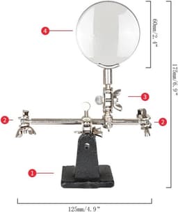 Vergootglas met 3x vergroting en verstelbare hoek, metalen basis voor nauwkeurige printplaatreparatie en chipdetectie, inclusief optische lens en Nederlandse handleiding — thumbnail 2
