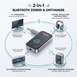 Boncy® Premium 2 in 1 Bluetooth Transmitter & Receiver - 3.5MM AUX - Bluetooth Zender & Ontvanger - Handsfree Bellen Auto - Bluetooth Adapter Auto met Microfoon — thumbnail 2