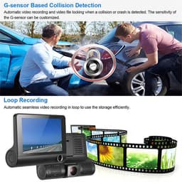 Dailygoods Dash Cam 1080P Groothoek 4 Inch Nachtzicht Bewegingsdetectie Auto Recorder Voor en Achter — thumbnail 5
