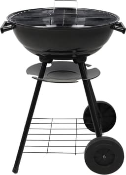 Houtskoolbarbecue met deksel ELITE – Compacte BBQ met wielen en opbergrek – Ideaal voor balkon, terras en tuin – 47,5 x 44 x H70 cm — thumbnail 2