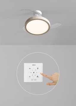 CREATE - Plafondventilator 40W stil met intrekbare bladen en LED-licht, verschillende maten - S - Met licht - Controller voor wandmontage - WIND CLEAR STUDIO — thumbnail 1