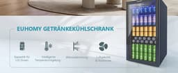 CYRO - Mini Koelkast Glazen Deur - Mini Koelkasten voor Drinken - Minibar - LED - 126 Blikjes - Verstelbare Planken - RVS - Zilver — thumbnail 4