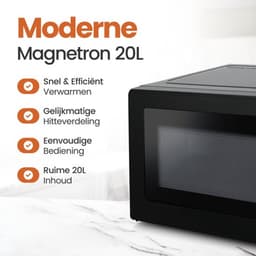Magnetron – 20L – 1100W – 8 automatische kookprogramma's – 5 vermogensstanden – Digitale timer – Draaiplateau Ø255 mm – Zwart — thumbnail 2