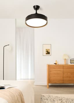 CREATE - Stille plafondventilator 40W (Ø107cm) met intrekbare bladen en LED-licht - Controller voor wandmontage + Afstandsbediening - WIND CLEAR EDGE — thumbnail 4