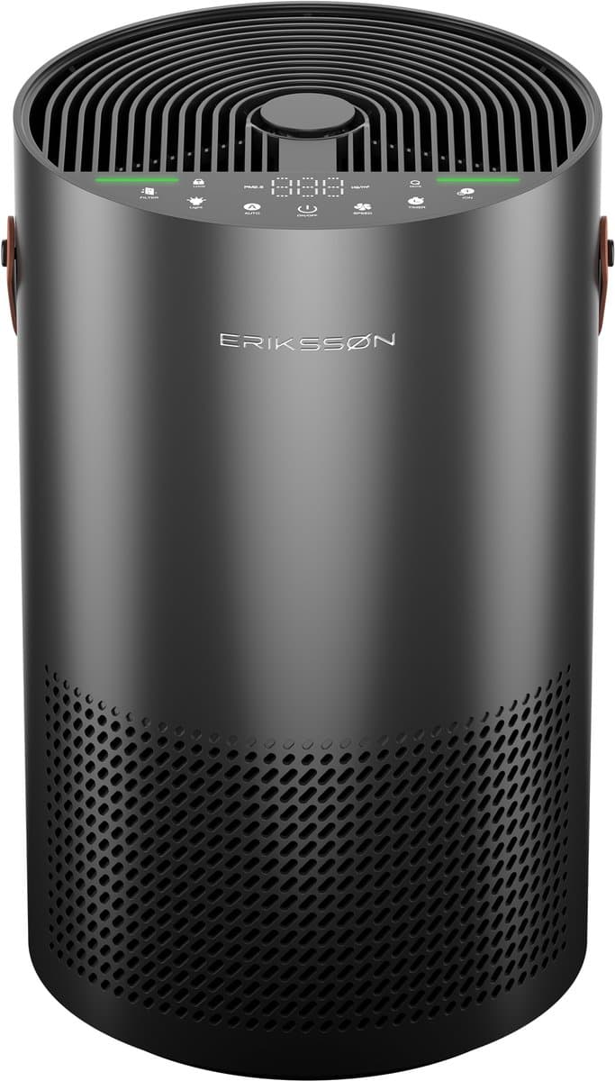 Erikssøn Luchtreiniger Air Purifier Pro - Zwart - Helpt tegen stof, hooikoorts, huisstofmijt en allergie - Met Hepa Filter - Met Ionisator — afbeelding 1