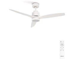 CREATE - Plafondventilator 40W silent 100% hout - Wit - Ø112cm - Met licht - Afstandsbediening - WIND STYLANCE