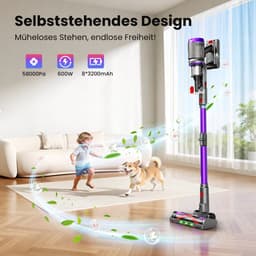 Steelstofzuiger Draadloos - 600W/58Kpa - 4 Zuigniveaus - Slimme vuilherkenning - Vacuum Cleaner - Kruimeldief - Draadloze Snoerloze Stofzuiger - Zonder Zak - Op Accu — thumbnail 5