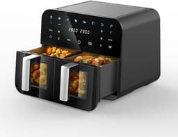 Heteluchtfriteuse 2 kamers - Dubbele Airfryer - Gezond Frituren - 9 Liter Capaciteit - 39x30x39 cm - Zwart — thumbnail 1