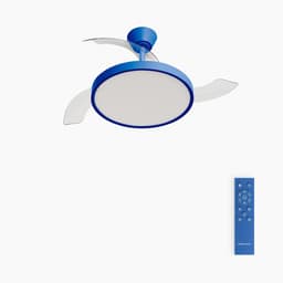 CREATE - Plafondventilator 40W stil met intrekbare bladen met licht - Ø91cm - Kobaltblauw - Afstandsbediening - WIND CLEAR STUDIO — thumbnail 1