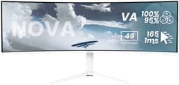 Arozzi Nova 49" Gaming Monitor - Curved - DQHD VA - 165Hz - USB-C - White — thumbnail 1