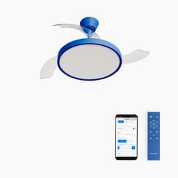 CREATE - Plafondventilator 40W stil met intrekbare bladen met licht - Ø91cm - Kobaltblauw - WIFI + afstandsbediening - WIND CLEAR STUDIO — thumbnail 1