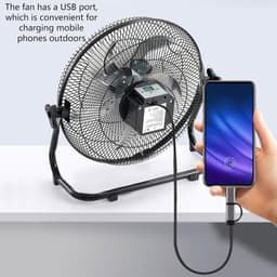 Oplaadbare Vloerventilator - Draagbare Koeler - Buiten Gebruik - 12 Snelheden - Zonnepaneel Inclusief - Zilver — thumbnail 4