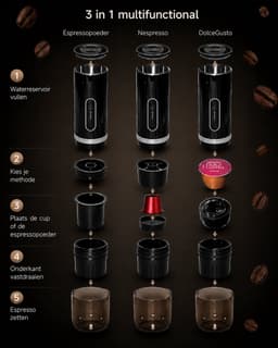 ChargeLuxe Draagbaar Koffiezetapparaat & Espressomachine – Vaderdag Cadeau voor Papa – Koffiemachine voor Onderweg – Cups, Capsules & Gemalen Koffie – Verwarmt Zelf Water – IJskoffie – Reizen, Camping, Vakantie & Auto – 12 Volt — thumbnail 2
