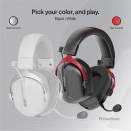 DunRock GG Draadloze Gaming Headset – 2.4GHz + Bluetooth + Kabel – Virtual 7.1 Surround Sound – 80U Batterij – Detachable Microfoon – Wit — thumbnail 2